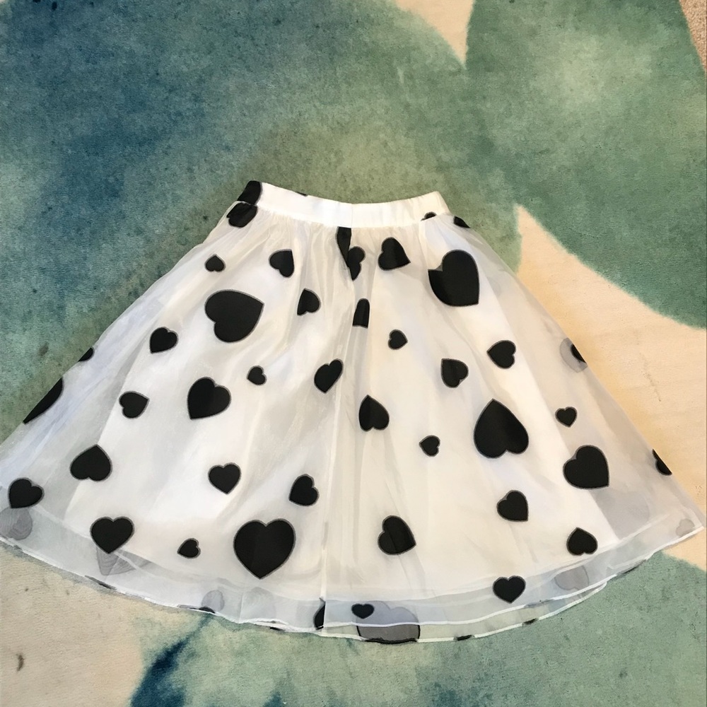 J. Crew organza black heart skirt